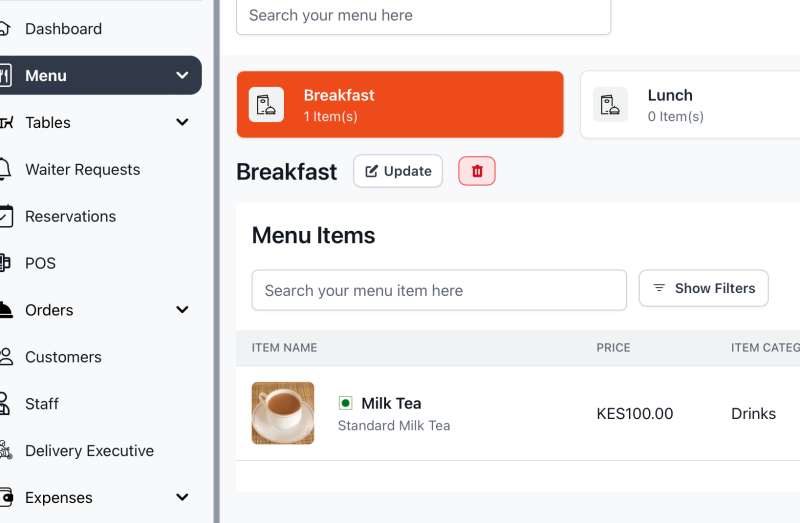 Effortless Menu Management
